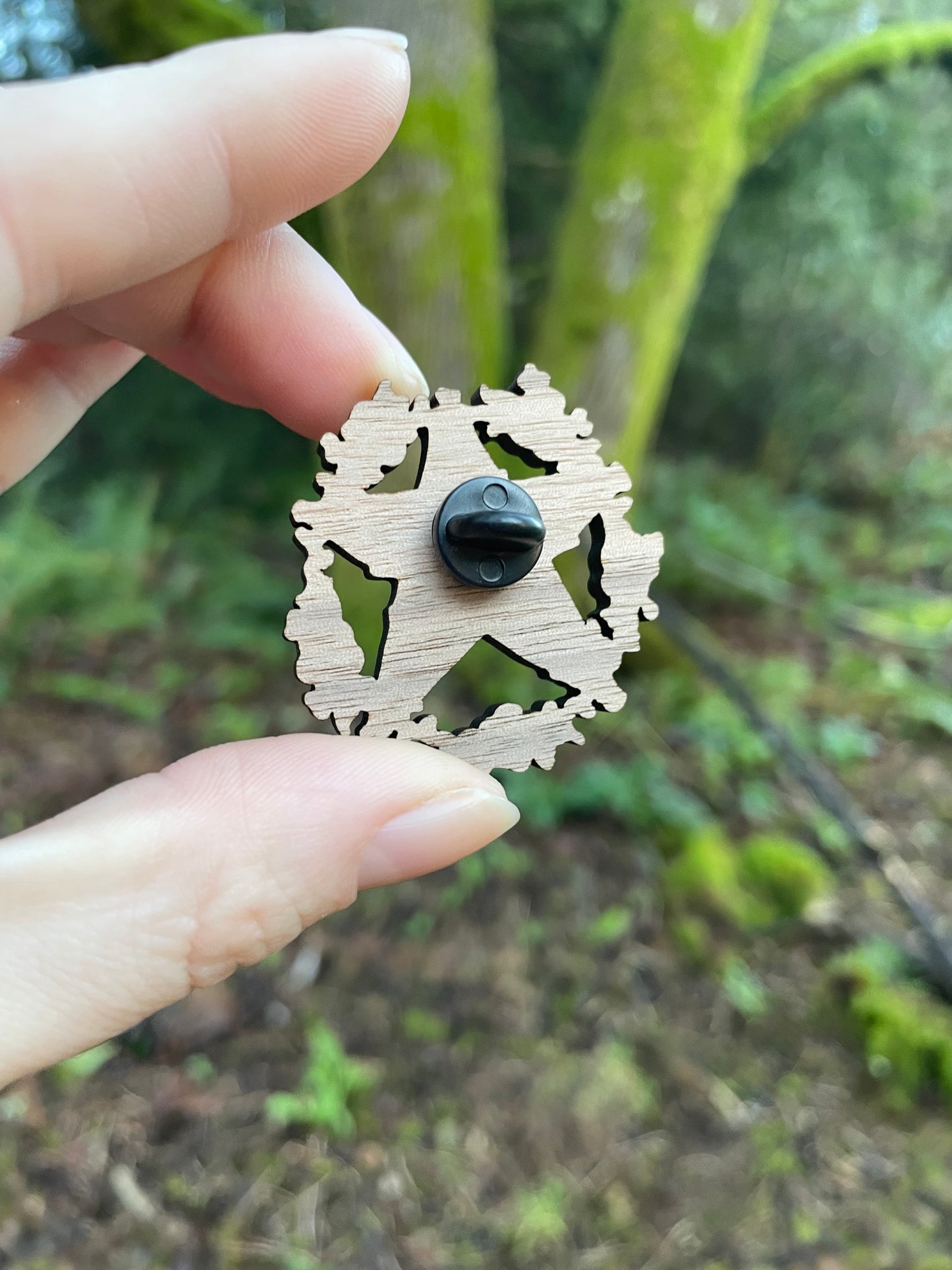 Floral Pentacle Wooden Pin