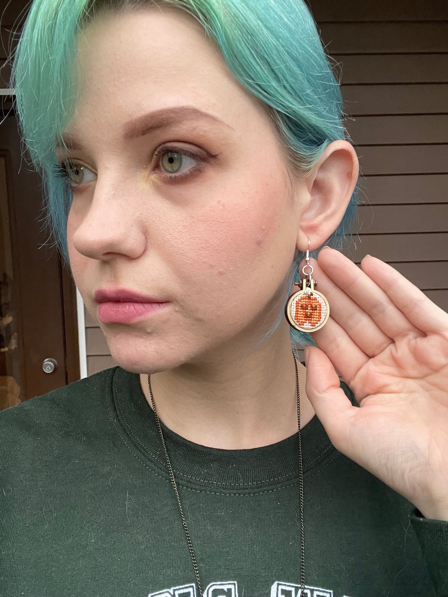 Pumpkin Cross Stitch Earrings