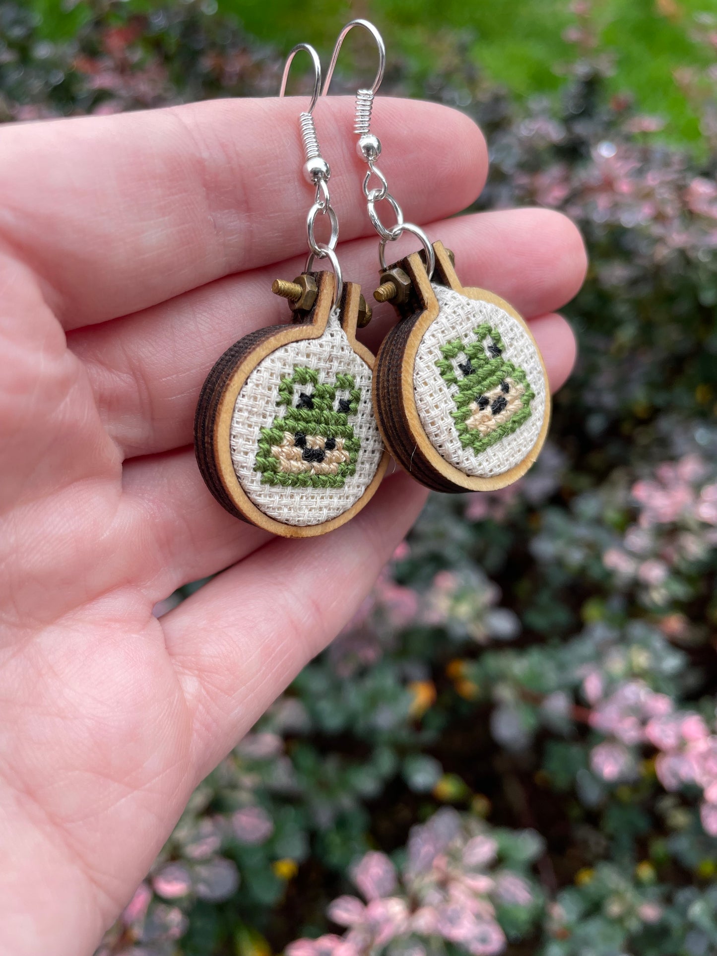 Froggie Cross Stitch Earrings