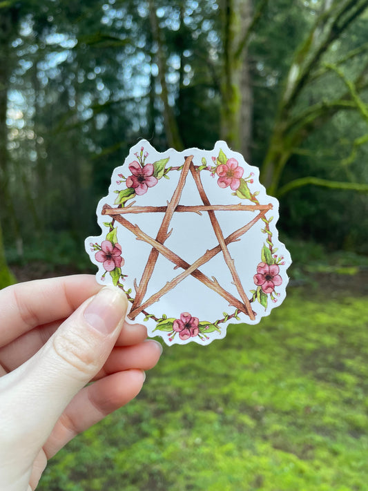 Floral Pentacle Sticker