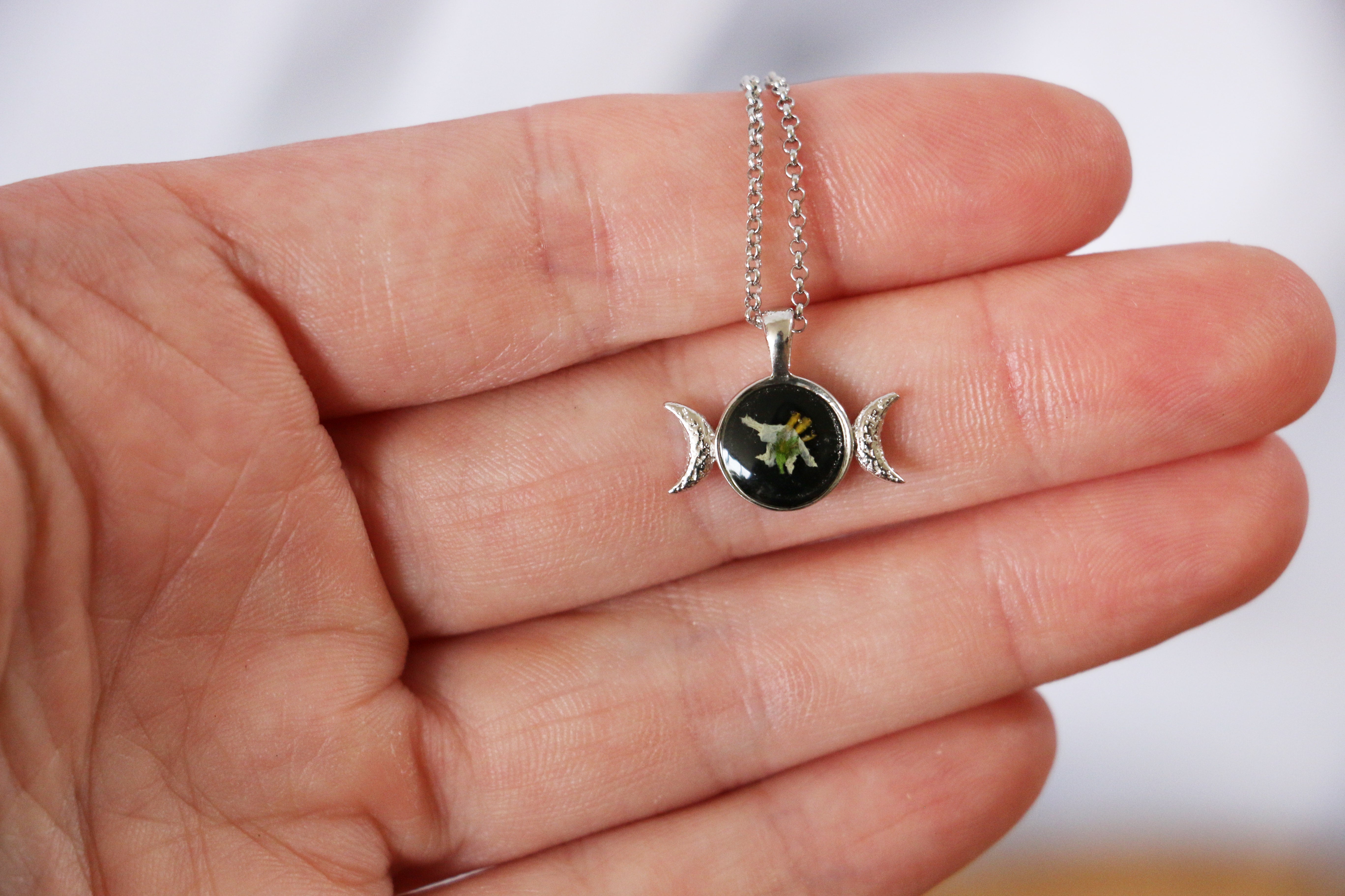 Triple Moon Goddess Moon Necklace 925 Sterling Silver Pagan Pendant 20
