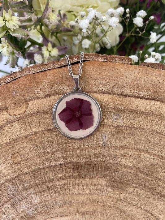 Stainless Steel Pendant with Wildflower