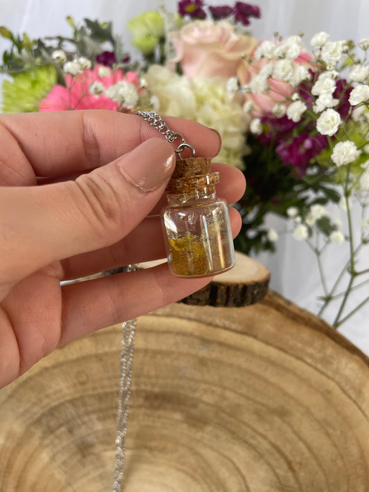 Forest Bottle Necklace with Moss and Woodsorrel