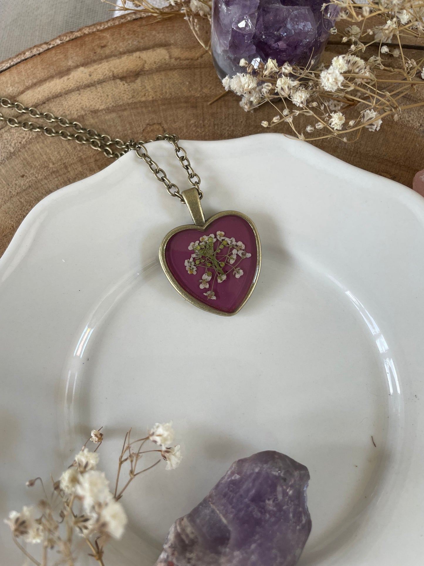 Pendant with Sweet Alyssum Flower